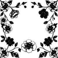 intricate floral frame detailed pen and ink botanical illustration with a flourish of poppies and leaves, creating a decorative . vector