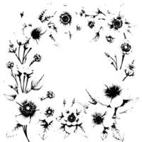 intricate pencilsketched floral wreath an elegant botanical composition of anemones and leaves, featuring detailed shading and naturalistic forms, isolated on white. vector