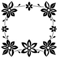 black and white floral frame border an elegant decorative with flowers and vines on a white background. vector