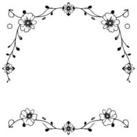 elegant floral frame intricate black and white with delicate flowers and vine elements, creating a decorative border. vector