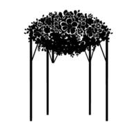 abstract black and white floral arch, minimalist , silhouette of flowers on a supported frame, ideal for decorative elements. vector