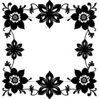 intricate black floral border with detailed symmetry and white space, creating an elegant decorative frame. vector