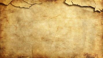 Antique parchment background with torn edges Authentic aged texture for historical documents or fantasy maps Sepia toned paper surface photo