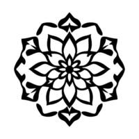 elegant, symmetrical black and white mandala featuring intricate floral patterns on a clean white background. vector