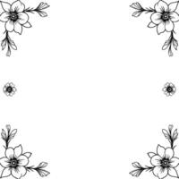 elegant minimalist floral frame a symmetrical arrangement of stylized blossoms in black and white, creating a decorative border with ample white space. vector