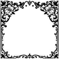 ornate black and white floral frame with detailed and empty center for text or imagery vector