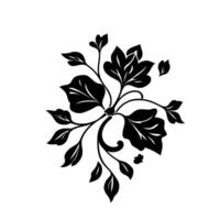 elegant black silhouette floral with flowing leaves and a minimalist white background, a timeless decorative pattern. vector
