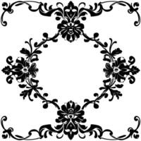 intricate black and white ornamental floral pattern with symmetrical and a central oval motif on white background. vector