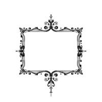 elegant rectangular floral frame in black, bordered by intricate swirls and decorative elements, isolated on white background. vector