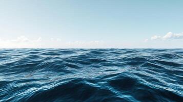 Expansive ocean view with gentle waves under a bright sky conveying tranquility and freedom with vastness of the sea meeting horizon photo