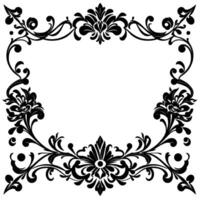 intricate black floral frame, elegant, decorative, symmetrical, ornate for borders, invitations, and creative projects. vector