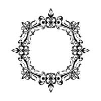 intricate black and white floral frame , artistic circular border, elegant decorative element on white background. vector