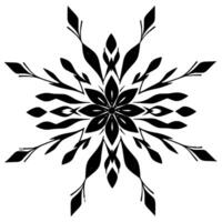 symmetric floral illustration in grayscale, with a central flower and radiating leaflike structures, evoking a sense of balance and stylized elegance. vector