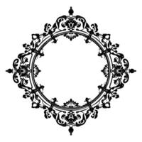 intricate black ornamental frame with ornate floral motifs and symmetrical on white background. vector