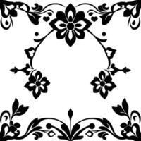 elegant black floral ornament composition on white background with symmetrical and botanical elements. vector