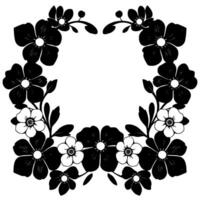 elegant floral wreath a symmetrical monochrome of stylized flowers, leaves, and buds, creating a beautiful, decorative border with negative space in the center. vector