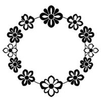 symmetrical black floral frame on white a simple, elegant, and decorative geometric for invitations or templates. vector