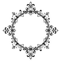 intricate circular black floral border with detailed petal and curl motifs on a white backdrop, perfect for invitations vector