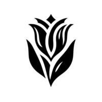 Bold Black and White Floral Featuring a Stylized Tulip on a Plain White Background, Minimalist and Elegant. vector