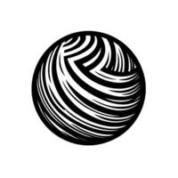 Abstract Black and White Circle Featuring Interwoven Lines, Striking Geometry, and a Textured Appearance Against a White Backdrop. vector