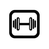 Minimalist Black and White Dumbbell Enclosed in a Rounded Square, Representing Fitness, Exercise, and Strength Training, with a Shadow. vector