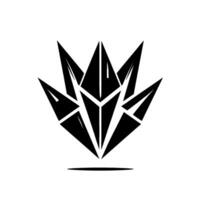 Geometric Black Crystal Cluster on White Abstract with Sharp Triangles and Light Reflections, Minimalist Style vector