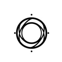 Geometric Black Concentric Circles Intersecting with Four Dots on a White Backdrop Minimalist Abstract . vector