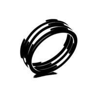 Isometric Render of Concentric Black Rings with Grayscale Gradient on Textured White Background, . vector