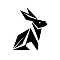 Geometric Black Rabbit Silhouette on White Background A Modern, Abstract Emphasizing Lines and Shapes. vector