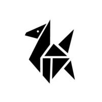 Geometric Black Origami Horse on White, Minimalist , Modern , Sharp Angles, Abstract Representation. vector