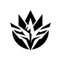 Geometric Black and White Featuring Stylized LeafFlower Elements with D Facets, Set Against a Clean White Backdrop vector