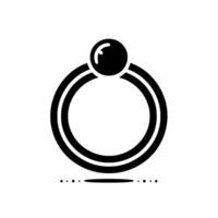 A minimalistic black and white ring with a raised sphere and a line of subtle dots at the base, isolated on white. vector