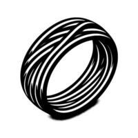 Artistic Ring of Interwoven Black and White Lines, Displaying Perspective and Depth Against a Clean White Background. vector