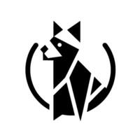 Geometric Black Dog within a Circle, Abstract Modern with a Bandana White Background. vector