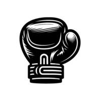 Bold Black White Boxing Glove , Featuring Detailed Lines and Simplified Silhouette, Isolated on White Background. vector