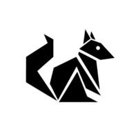 Geometric Origami Fox Silhouette on White A Modern, Minimalist Depicting a Sitting CanidaeLike Figure with Precise Angular Forms and a Textured Fill. vector