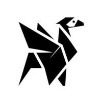 Geometric Black Bird Origami, Minimalist with Triangular Shapes, Representation on White Background. vector