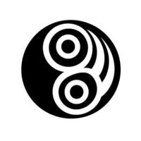 Modern Abstract Yin Yang with Concentric Circles and Curved, Intertwined Lines, Black and White . vector