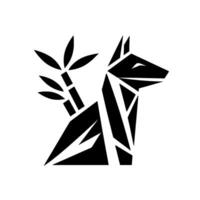 Geometric Anubis A minimalist black and white showcasing the profile of the Egyptian god Anubis with a stylized bamboo element. vector