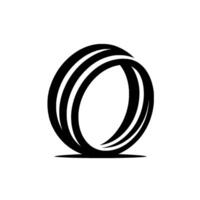 Abstract black threelayered overlapping ring , minimalist on white background, representing connection, modern style. vector