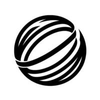 Bold Black Sphere Created by Intersecting Curved Lines, Striking Contrast on White Background, Geometric Modern . vector