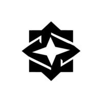 A geometrically designed, black and white abstract featuring a starshaped form within a square, minimalist and modern . vector