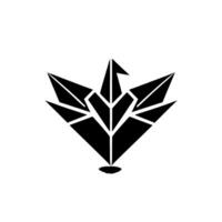 Geometric Black Origami Bird on White Background with Subtle Shadow, Abstract Modern . vector