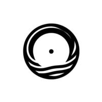 Black and white minimalist abstract composition with concentric circles and a central dot, inspired by water patterns. vector