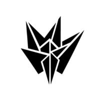 Abstract Black Geometric OrigamiLike Shape on White, Symmetry and Sharp Edges, Modern Minimalist . vector