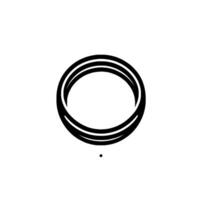 Minimalist Composition Three Concentric Black Rings and a Dot Against a Textured White Backdrop, Forming an Abstract, . vector