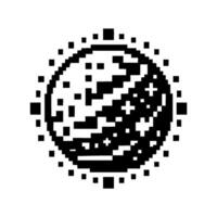 Pixelated Black and White of a Rounded Orb with Square Frame and Scattered Crosses, Minimalist . vector