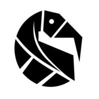 Geometric Black and White Parrot Silhouette Within Circle, with a Focus on Abstract Shapes and a Modern, Minimalist Aesthetic. vector