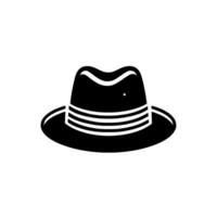 A Minimalist Black and White Illustration of a Stylish Fedora Hat with White Banding, Centered on a Neutral Background. vector
