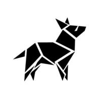 Sleek Geometric Silhouette of a Dog A striking monochromatic origamistyle artwork on a crisp white background. vector